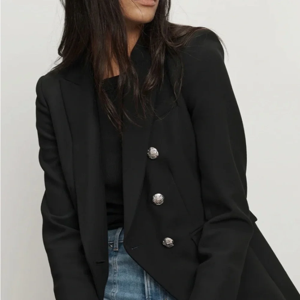 Veronica Beard Miller Dickey Blazer with Silver Buttons - Picture 2 of 5
